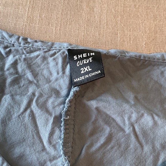 SHEIN Charcoal V-Neck Blouse - Picture 9 of 12